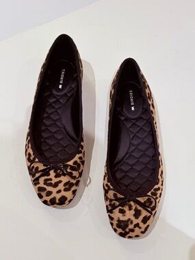 Birdies Leopard-Print Ballet Flats in Tan and Black